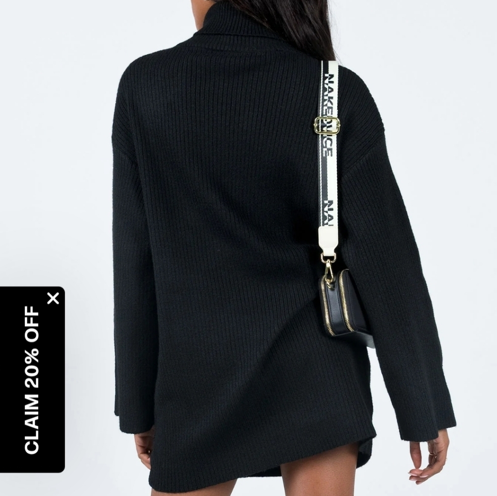NWT WOMEN'S PRINCESS POLLY Long Sleeve Knit Mini SWEATER Dress Black SZ XS/S $76 - Picture 2 of 5